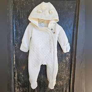 Carter's Baby Quilted Cotton Lined Footed Onesie with Hood Size 6mo NWT